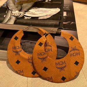 MCM leather hoop earrings